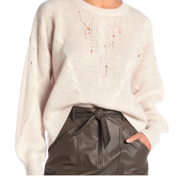 SOLD NWT $400! LUXE 360Cashmere Ivory Sweater Sz L - Picture 7 of 8